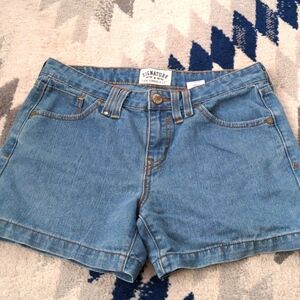 Levi's Signature Denim Stretch Jeans Shorts Mid-Tone Blue sz 10 Y2K